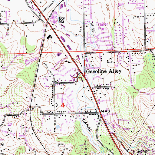 Topographic Map of Gasoline Alley, CA