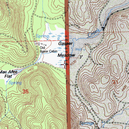 Topographic Map of Gasper Meadow, CA