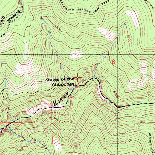 Topographic Map of Gates of the Antipodes, CA