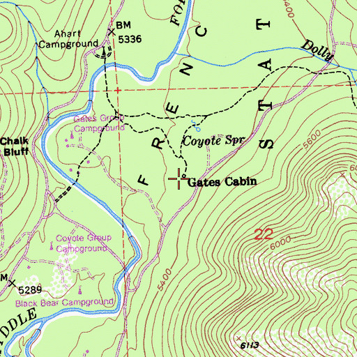 Topographic Map of Gates Cabin, CA