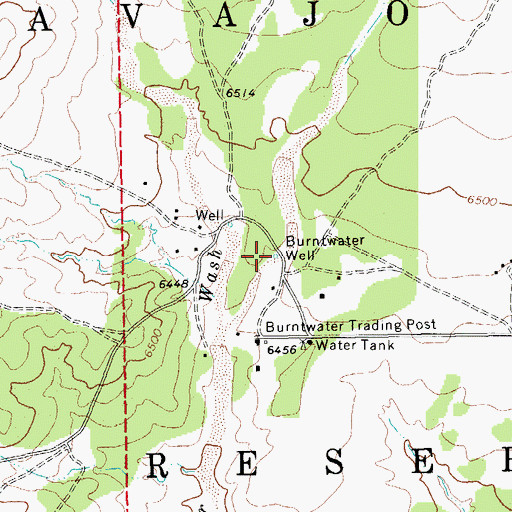 Topographic Map of Burntwater Well, AZ