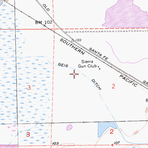 Topographic Map of Geis Ditch, CA