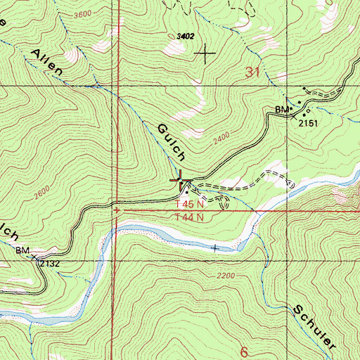 Topographic Map of George Allen Gulch, CA