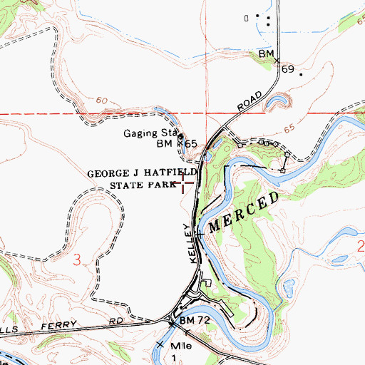 Topographic Map of George J. Hatfield State Recreation Area, CA