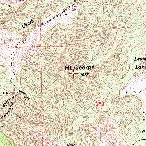 Topographic Map of Mount George, CA