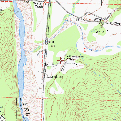 Topographic Map of Georgeson School, CA