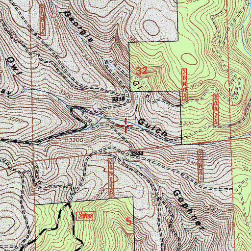 Topographic Map of Georgia Gulch, CA