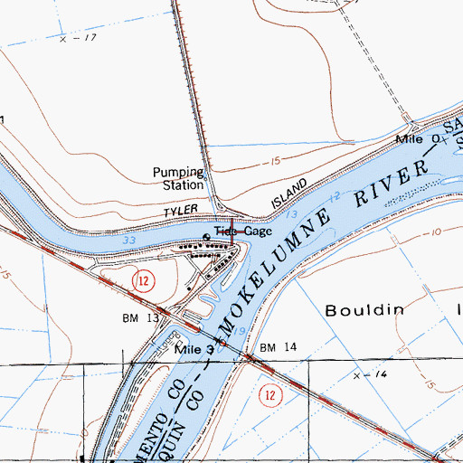 Topographic Map of Georgiana Slough, CA