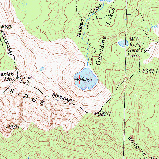 Topographic Map of Geraldine Lakes, CA