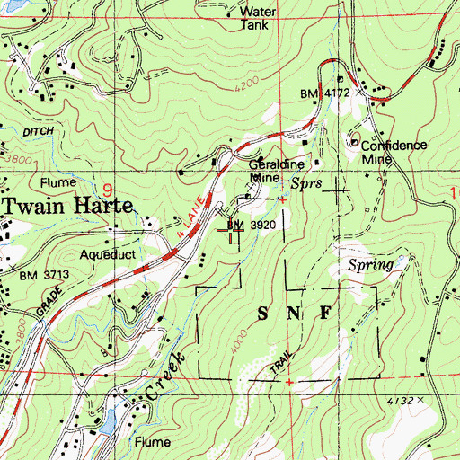Topographic Map of Geraldine Mine, CA