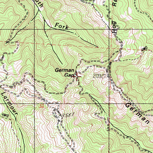 Topographic Map of German Gap, CA