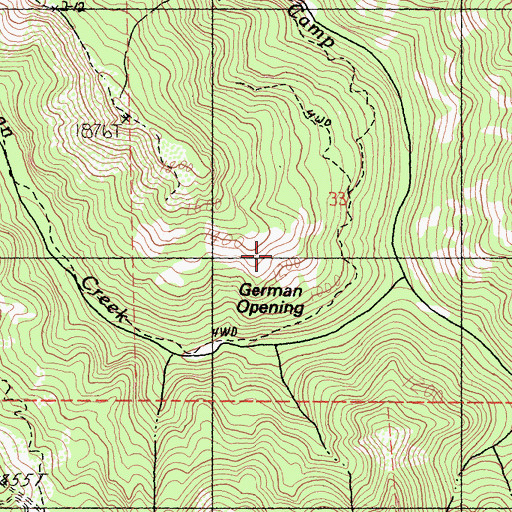 Topographic Map of German Opening, CA