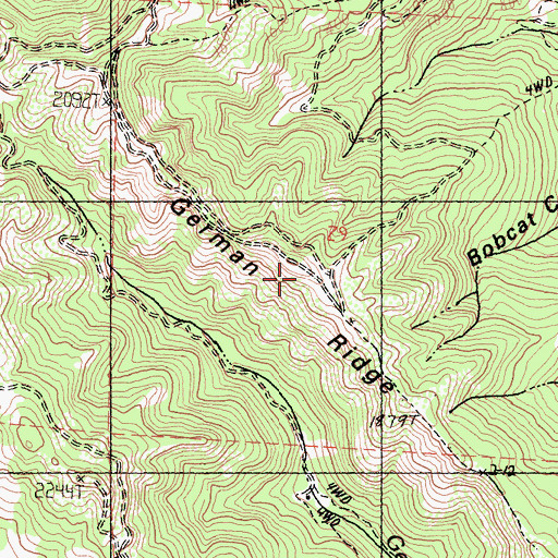 Topographic Map of German Ridge, CA