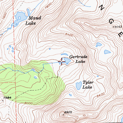 Topographic Map of Gertrude Lake, CA