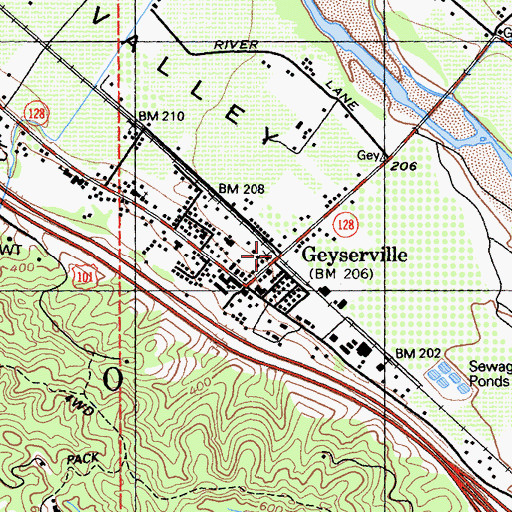 Topographic Map of Geyserville, CA