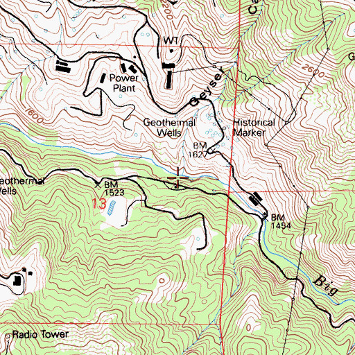 Topographic Map of Geyser Canyon, CA