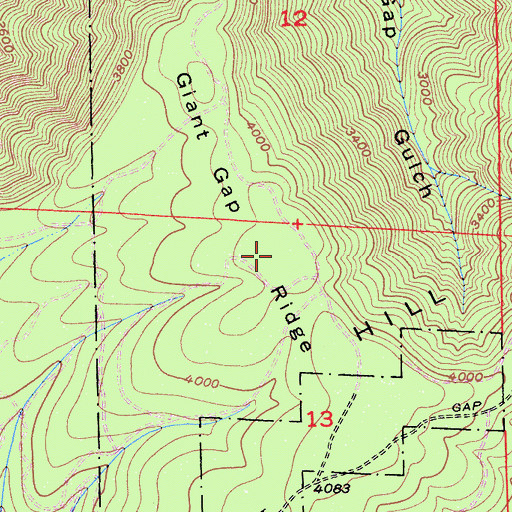 Topographic Map of Giant Gap Ridge, CA