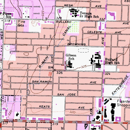Topographic Map of Gibson Elementary School, CA