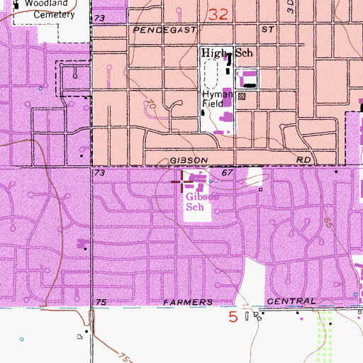 Topographic Map of Gibson Elementary School, CA