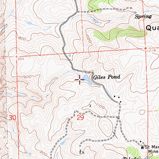 Topographic Map of Giles Pond, CA