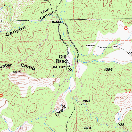 Topographic Map of Gill Ranch, CA