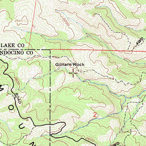 Topographic Map of Gilliam Rock, CA