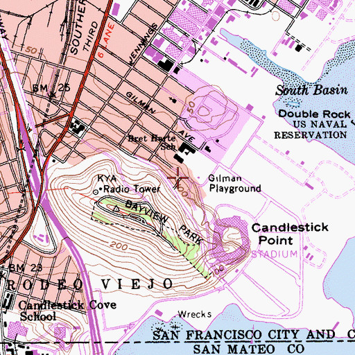 Topographic Map of Gilman Playground, CA