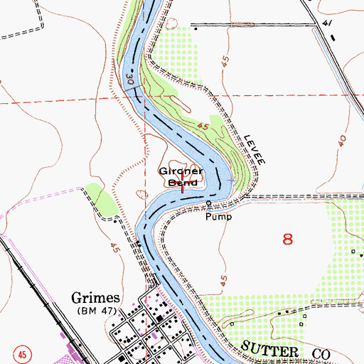 Topographic Map of Girdner Bend, CA