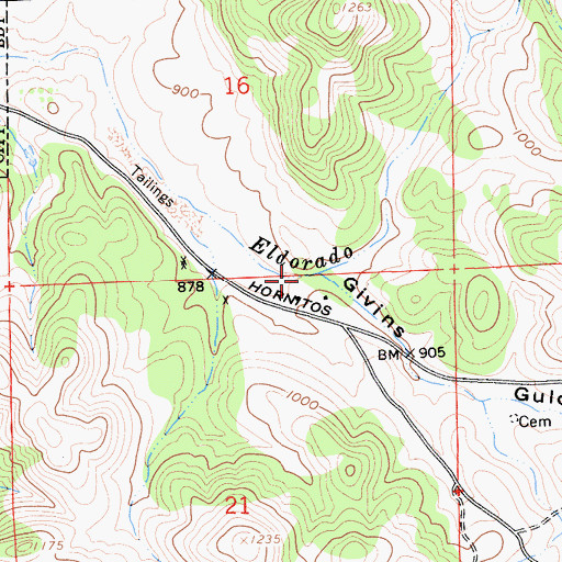Topographic Map of Givins Gulch, CA