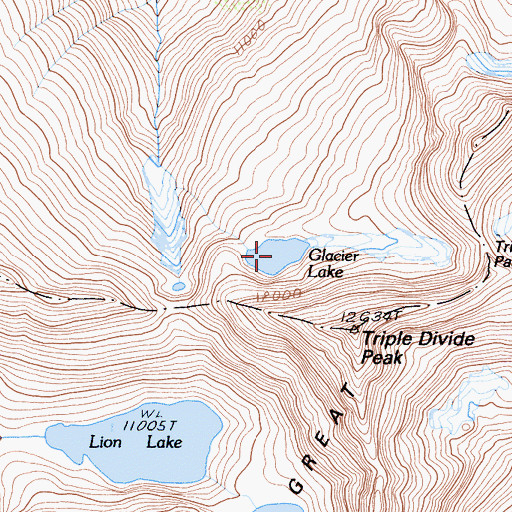 Topographic Map of Glacier Lake, CA