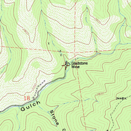 Topographic Map of Gladstone Mine, CA