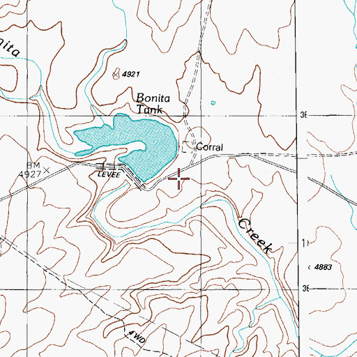 Topographic Map of Bonita Dam, AZ