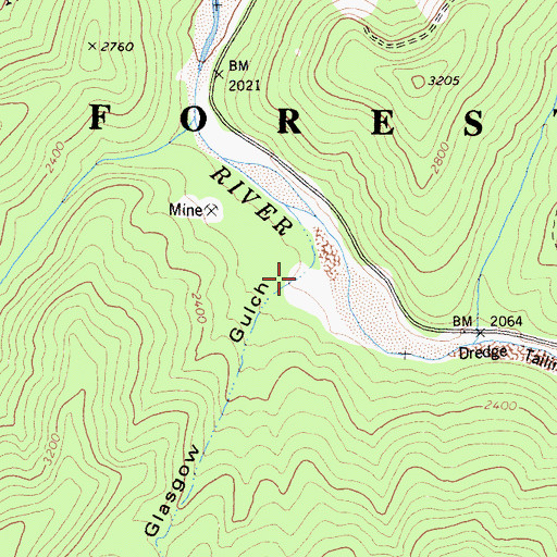 Topographic Map of Glasgow Gulch, CA