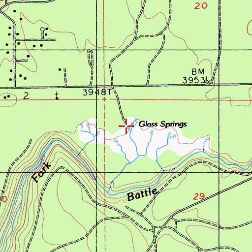 Topographic Map of Glass Springs, CA