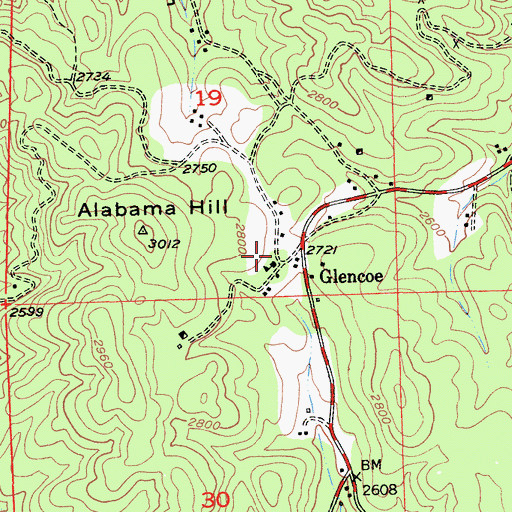 Topographic Map of Glencoe, CA