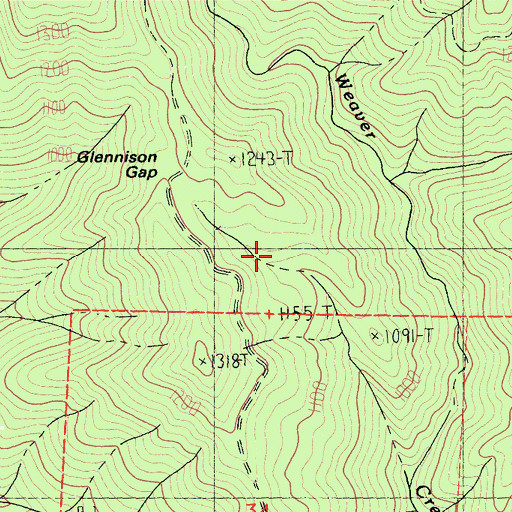 Topographic Map of Glennison Gap, CA