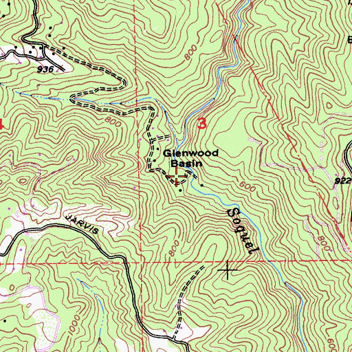 Topographic Map of Glenwood Basin, CA