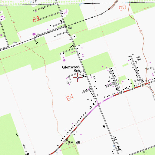 Topographic Map of Glenwood Elementary School, CA