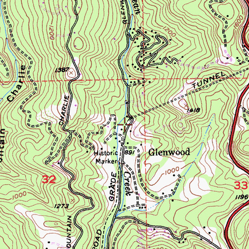 Topographic Map of Glenwood School (historical), CA