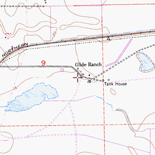 Topographic Map of Glide Ranch, CA