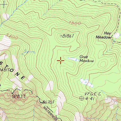 Topographic Map of Gnat Meadow, CA