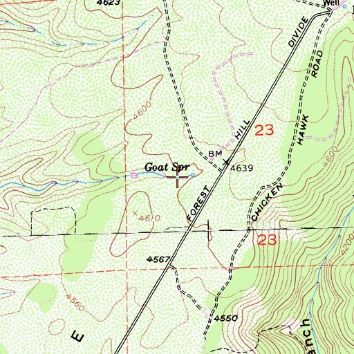 Topographic Map of Goat Spring, CA