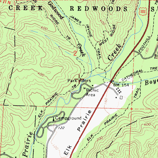 Topographic Map of Godwood Creek, CA