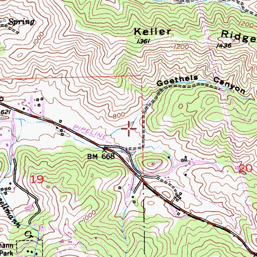 Topographic Map of Goethals Canyon, CA