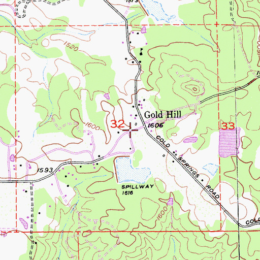 Topographic Map of Gold Hill, CA