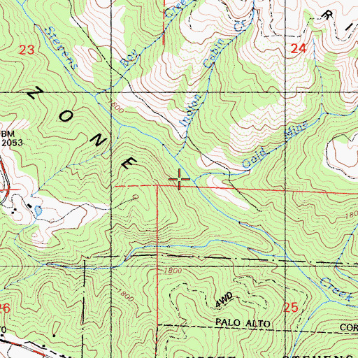 Topographic Map of Gold Mine Creek, CA