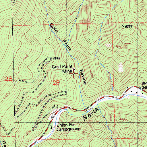 Topographic Map of Gold Point Mine, CA