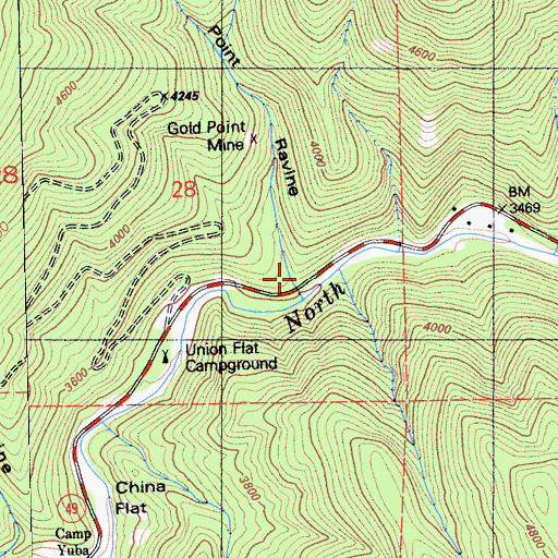 Topographic Map of Gold Point Ravine, CA