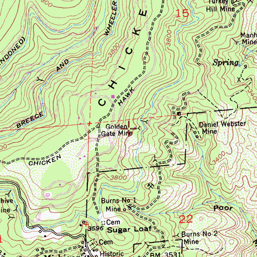 Topographic Map of Golden Gate Mine, CA