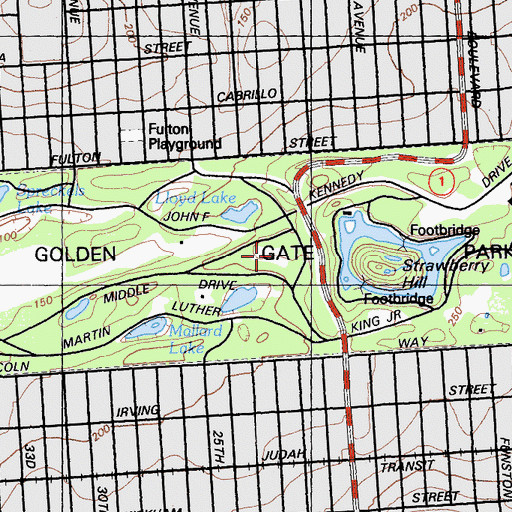 Topographic Map of Golden Gate Park, CA
